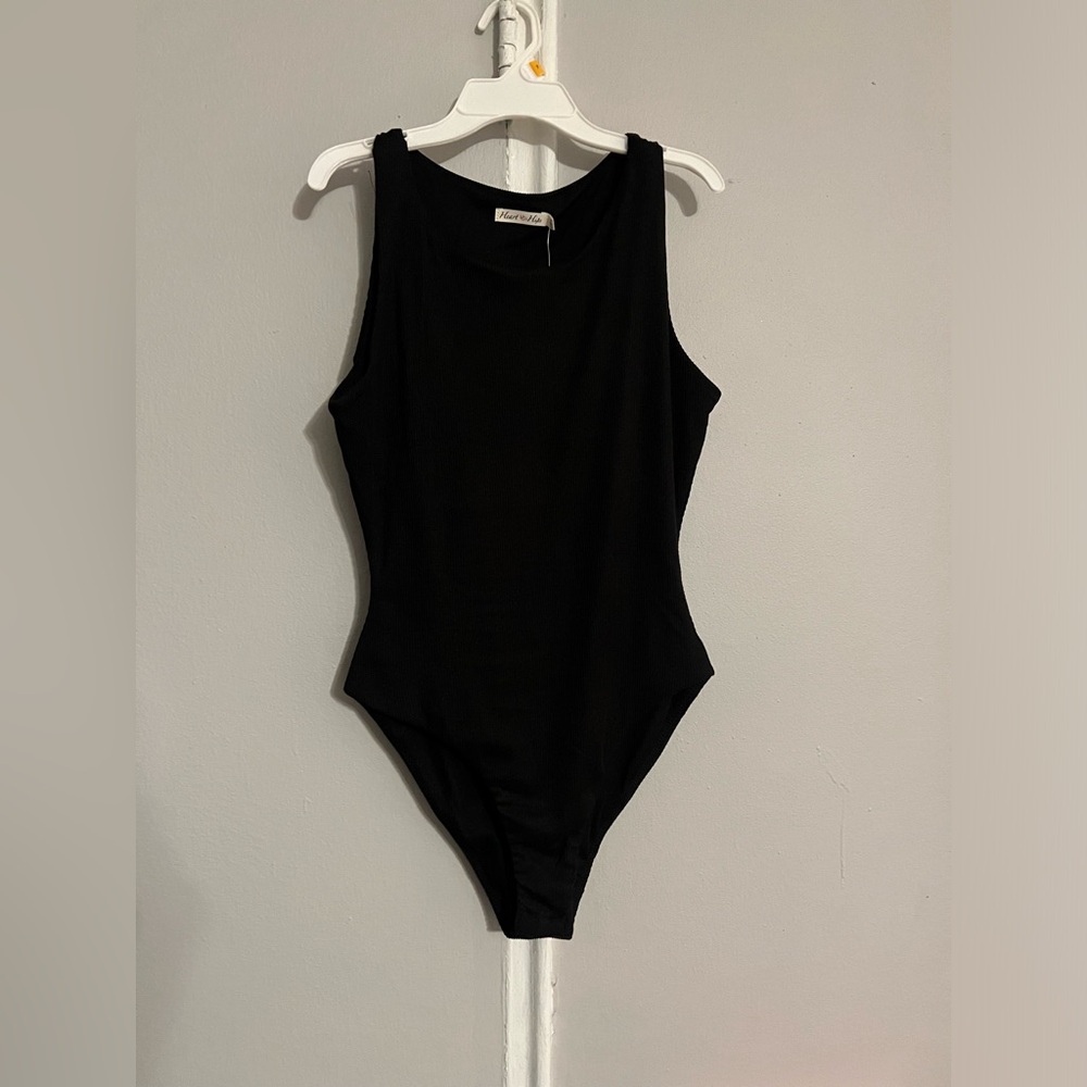 NWT Black crewneck ribbed bodysuit
